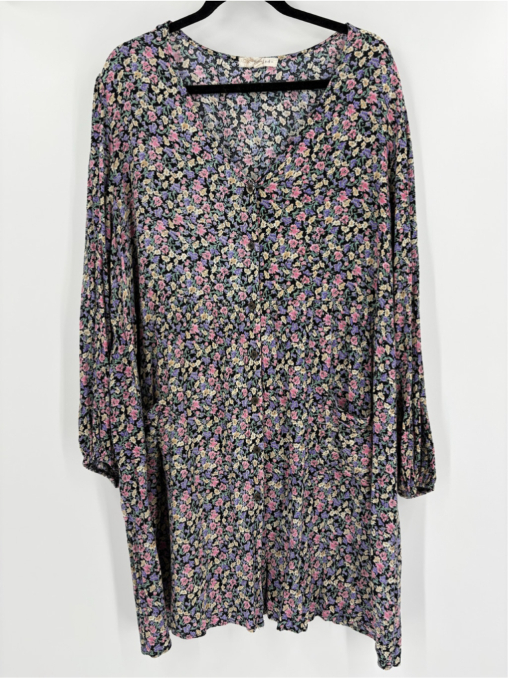 90s Grunge Whimsy Goth Dark Fairy Fall Floral Moody Baby Doll Dress Plus Size 3X